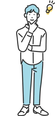 モゲチェックを案内する男性のイラスト